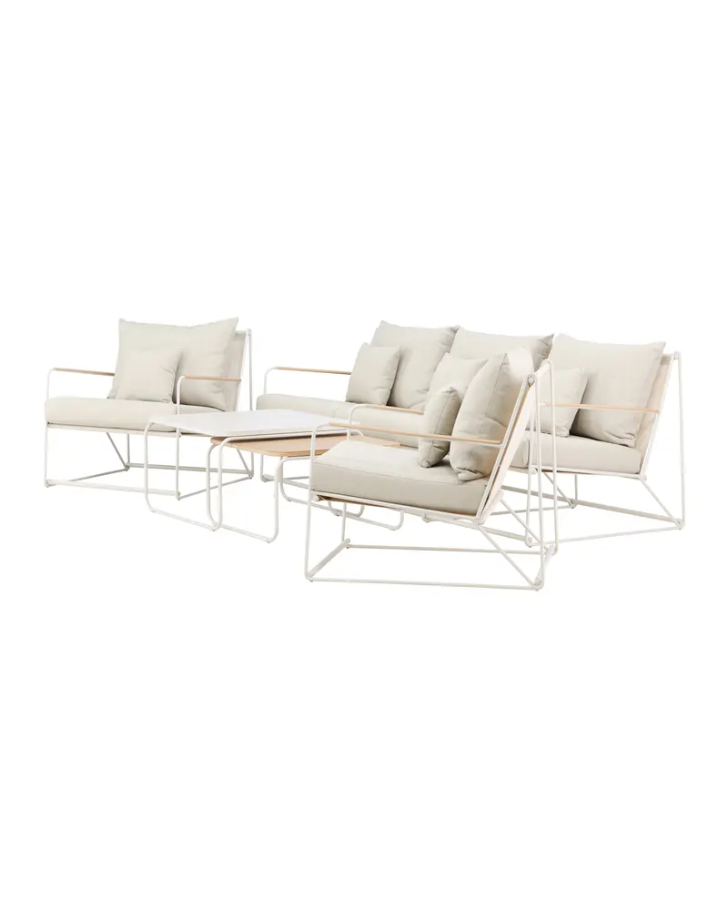 Palazzo Gartenlounge mit Sofa, zwei Sesseln und Tisch in Table:60 × 60 × 36Chair:84 × 70,7 × 74Sofa:84 × 209,5 × 74 cm, Beige, Polyester, Ansicht 6