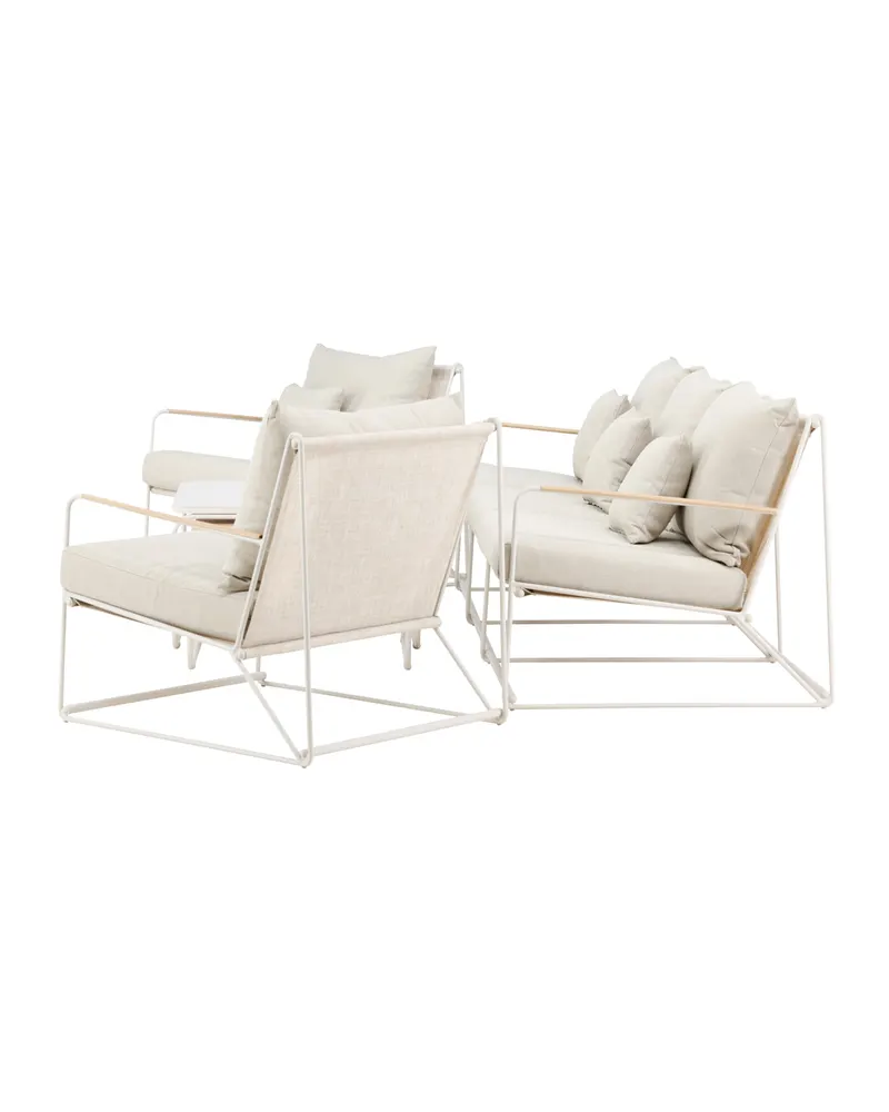 Palazzo Gartenlounge mit Sofa, zwei Sesseln und Tisch in Table:60 × 60 × 36Chair:84 × 70,7 × 74Sofa:84 × 209,5 × 74 cm, Beige, Polyester, Ansicht 7