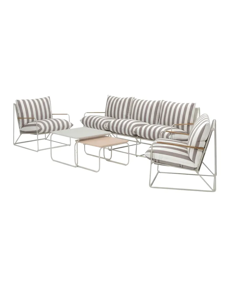 Palazzo Gartenlounge mit Sofa, zwei Sesseln und Tisch in Table: 36 × 60 × 60, Sofa: 84 × 75 × 210, Chair: 84 × 70 × 74 cm, Beige / Natur, Gestell Beige, Polyester, Textilene, Polypropylen, Ansicht 1
