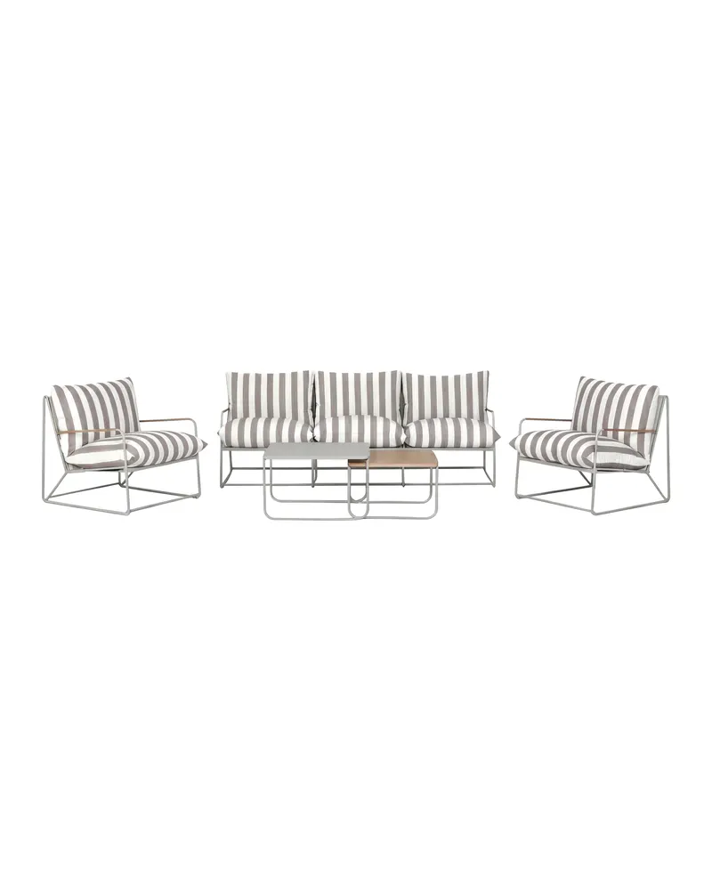 Palazzo Gartenlounge mit Sofa, zwei Sesseln und Tisch in Table: 36 × 60 × 60, Sofa: 84 × 75 × 210, Chair: 84 × 70 × 74 cm, Beige / Natur, Gestell Beige, Polyester, Textilene, Polypropylen, Ansicht 2