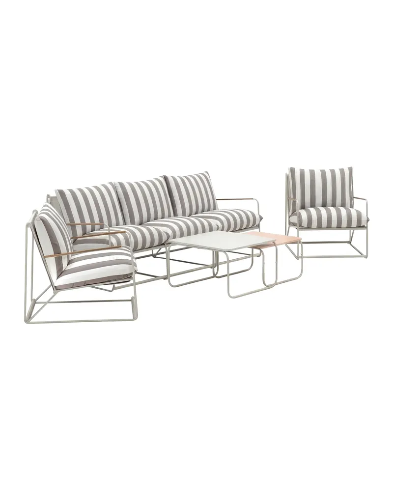Palazzo Gartenlounge mit Sofa, zwei Sesseln und Tisch in Table: 36 × 60 × 60, Sofa: 84 × 75 × 210, Chair: 84 × 70 × 74 cm, Beige / Natur, Gestell Beige, Polyester, Textilene, Polypropylen, Ansicht 3