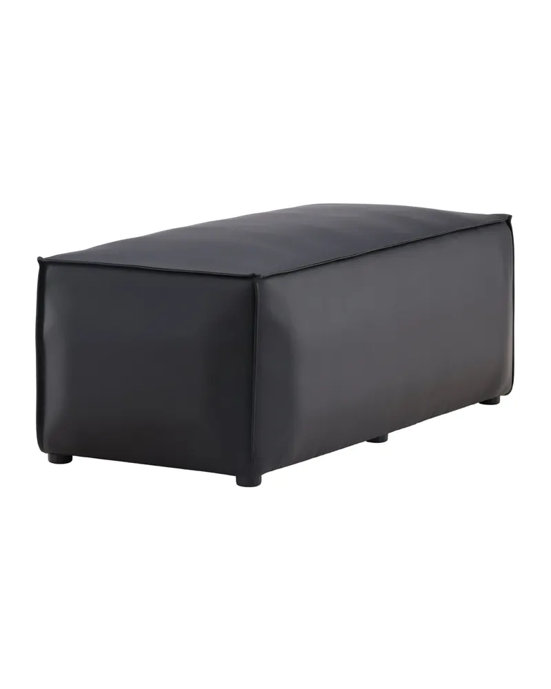 Palermo Hocker aus schwarzem Kunstleder, Ansicht 3