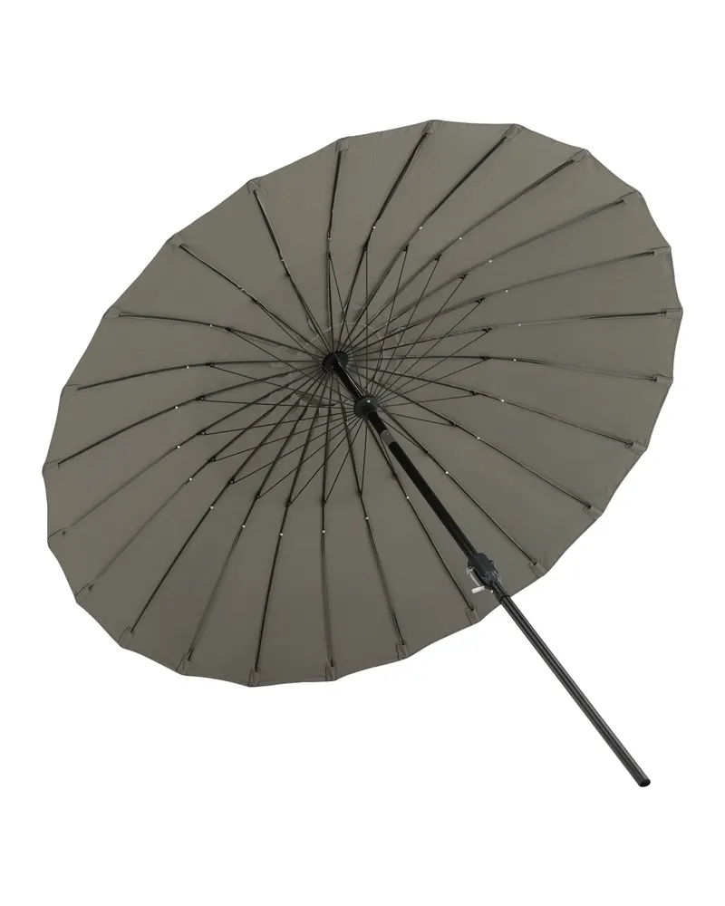 Palmetto runder Sonnenschirm Ø 270 cm in Grau, Gestell Schwarz, Ansicht 4