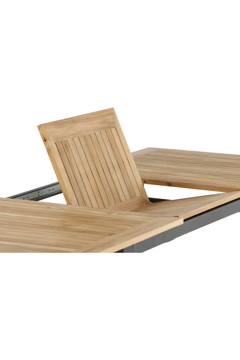 Panama ausziehbarer Gartentisch mit Teakplatte in 152 × 90 cm, Natur, Gestell Schwarz, Ansicht 10