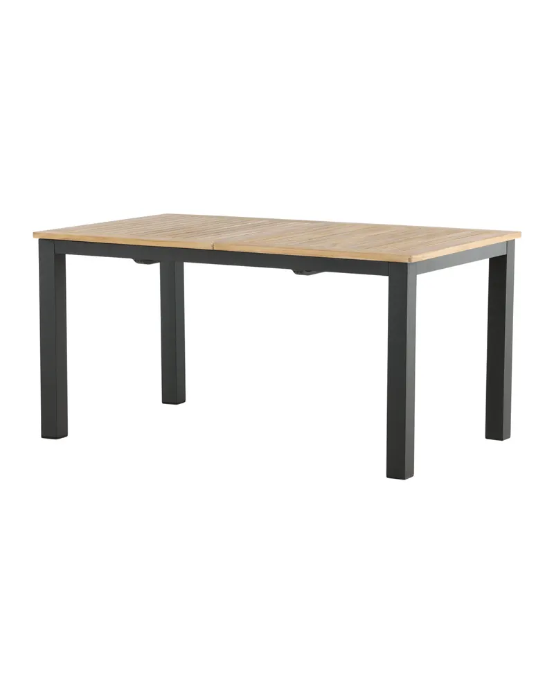 Panama ausziehbarer Gartentisch mit Teakplatte in 152 × 90 cm, Natur, Gestell Schwarz, Ansicht 11