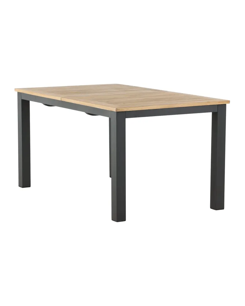 Panama ausziehbarer Gartentisch mit Teakplatte in 152 × 90 cm, Natur, Gestell Schwarz, Ansicht 12