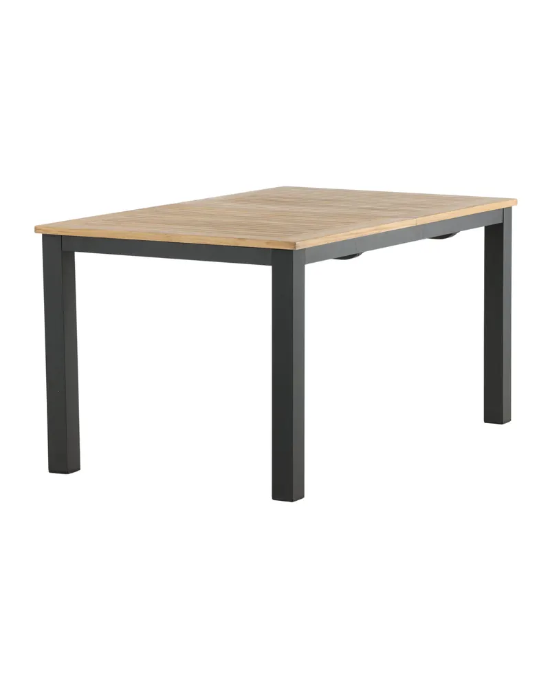 Panama ausziehbarer Gartentisch mit Teakplatte in 152 × 90 cm, Natur, Gestell Schwarz, Ansicht 14