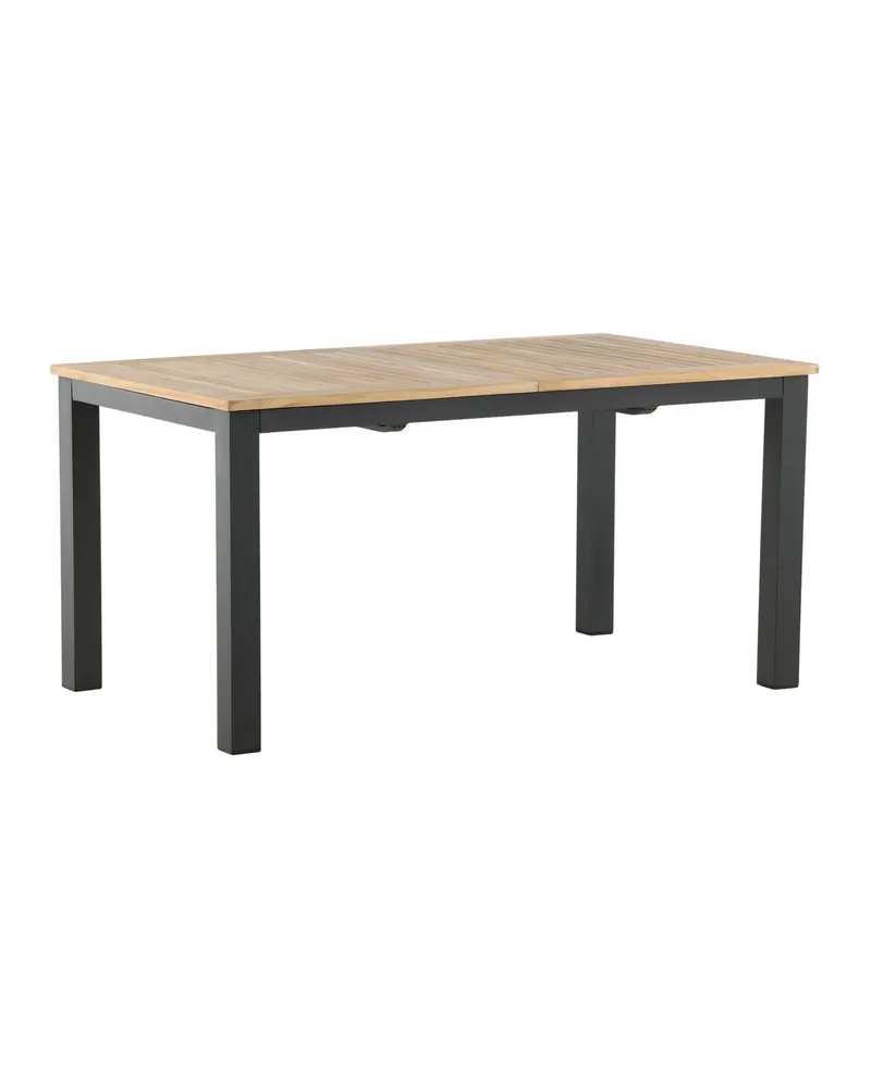 Panama ausziehbarer Gartentisch mit Teakplatte in 152 × 90 cm, Natur, Gestell Schwarz, Ansicht 2