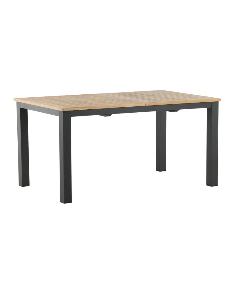 Panama ausziehbarer Gartentisch mit Teakplatte in 152 × 90 cm, Natur, Gestell Schwarz, Ansicht 15