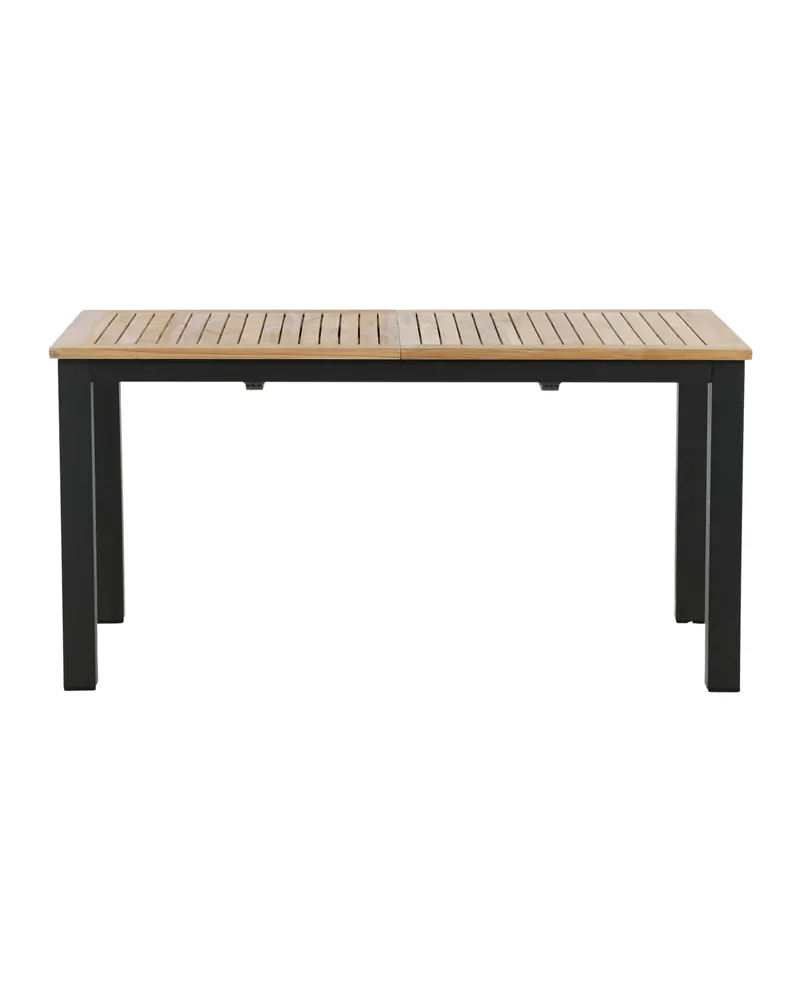 Panama ausziehbarer Gartentisch mit Teakplatte in 152 × 90 cm, Natur, Gestell Schwarz, Ansicht 16