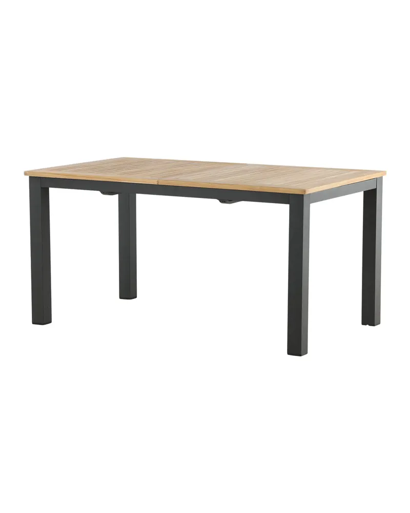Panama ausziehbarer Gartentisch mit Teakplatte in 152 × 90 cm, Natur, Gestell Schwarz, Ansicht 17