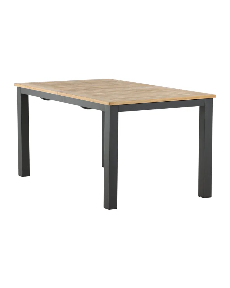 Panama ausziehbarer Gartentisch mit Teakplatte in 152 × 90 cm, Natur, Gestell Schwarz, Ansicht 18