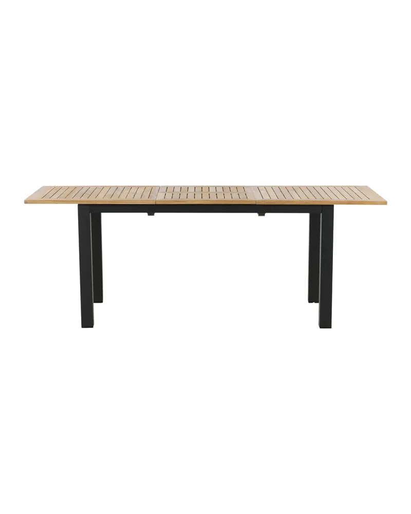 Panama ausziehbarer Gartentisch mit Teakplatte in 152 × 90 cm, Natur, Gestell Schwarz, Ansicht 20