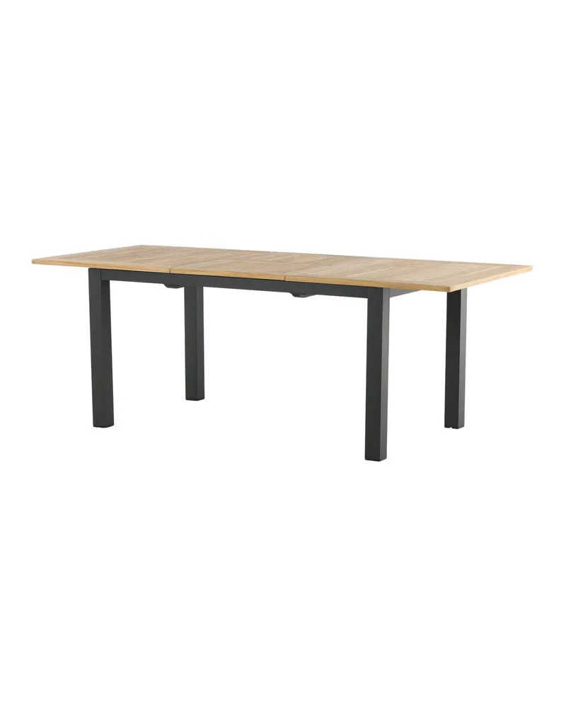 Panama ausziehbarer Gartentisch mit Teakplatte in 152 × 90 cm, Natur, Gestell Schwarz, Ansicht 21