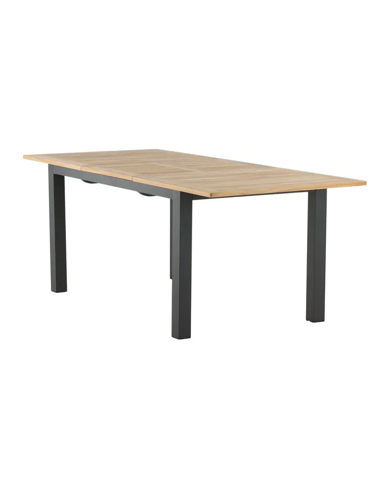 Panama ausziehbarer Gartentisch mit Teakplatte in 152 × 90 cm, Natur, Gestell Schwarz, Ansicht 22