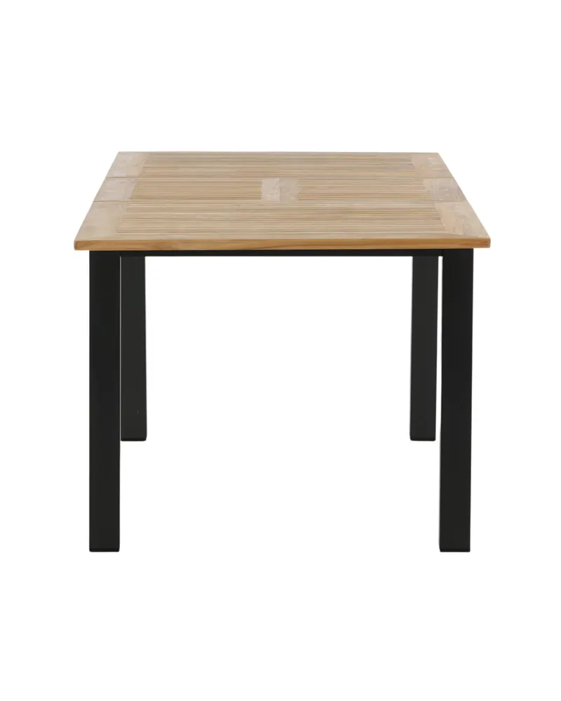 Panama ausziehbarer Gartentisch mit Teakplatte in 152 × 90 cm, Natur, Gestell Schwarz, Ansicht 23