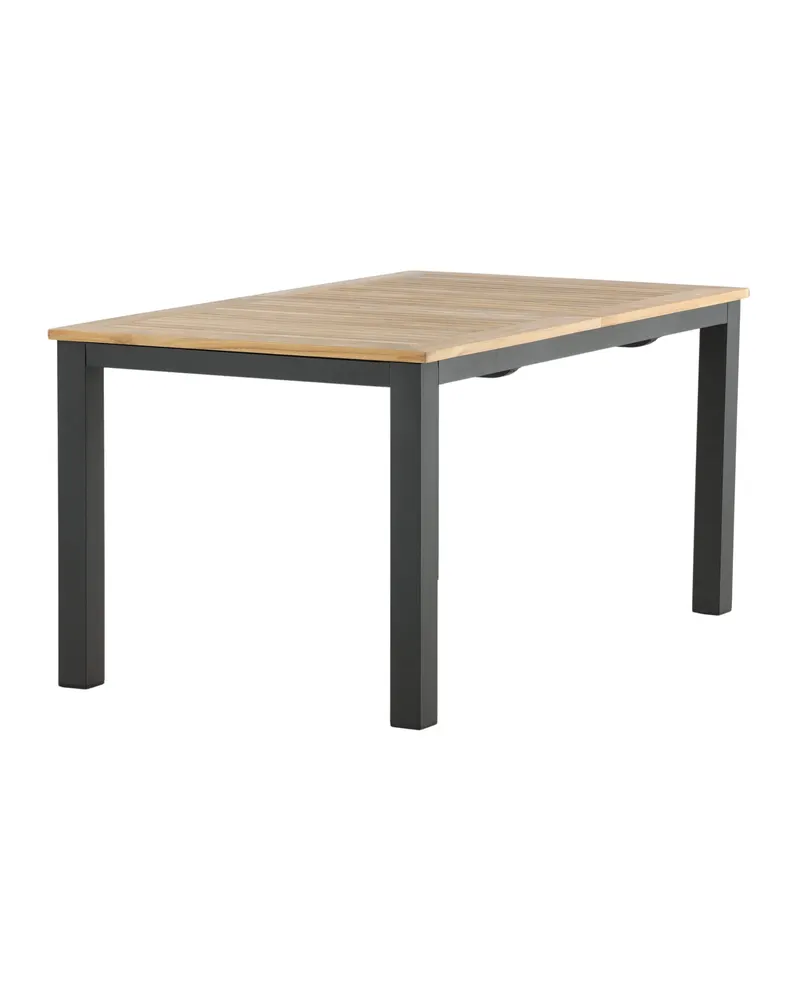 Panama ausziehbarer Gartentisch mit Teakplatte in 152 × 90 cm, Natur, Gestell Schwarz, Ansicht 3