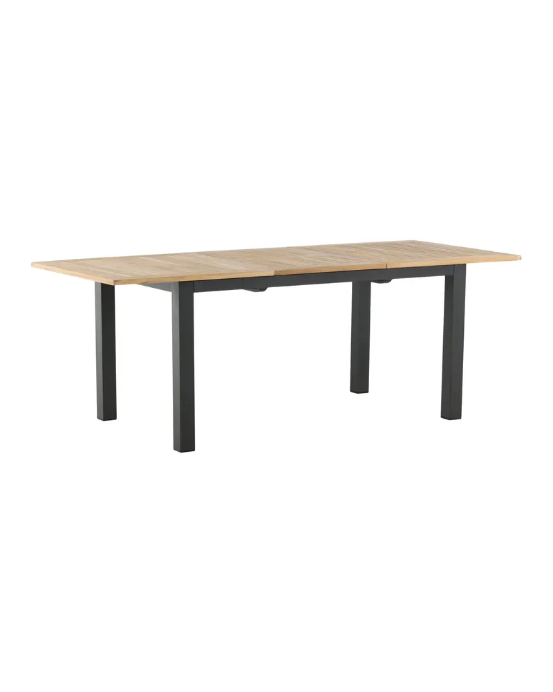Panama ausziehbarer Gartentisch mit Teakplatte in 152 × 90 cm, Natur, Gestell Schwarz, Ansicht 25