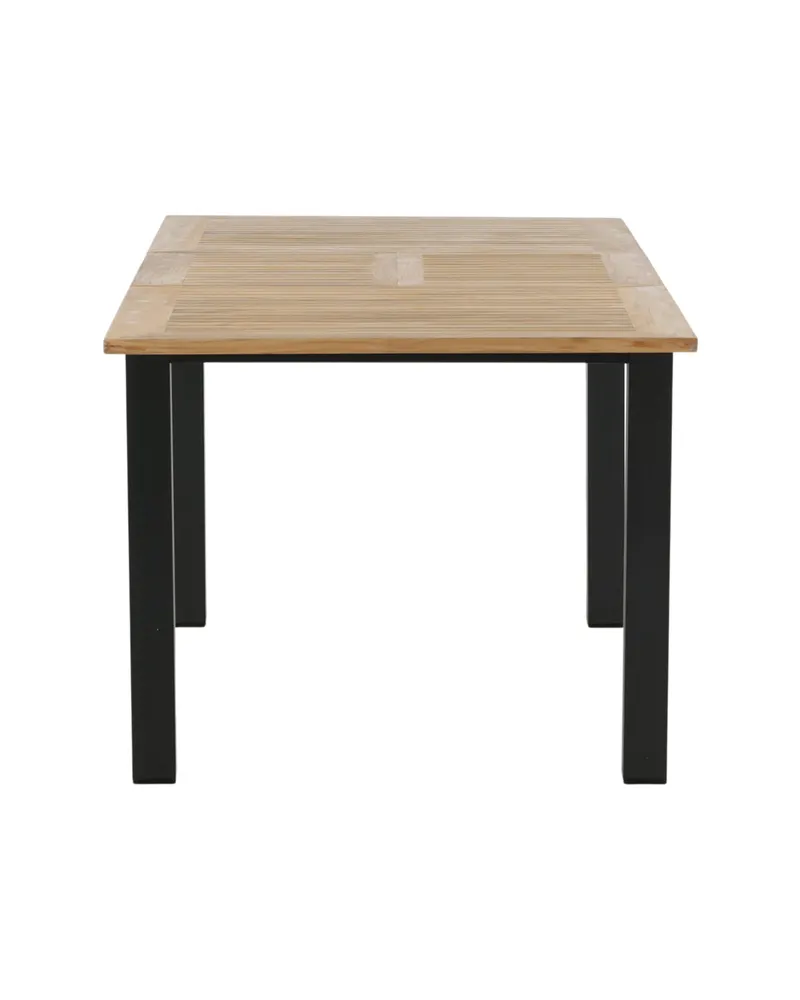 Panama ausziehbarer Gartentisch mit Teakplatte in 152 × 90 cm, Natur, Gestell Schwarz, Ansicht 4