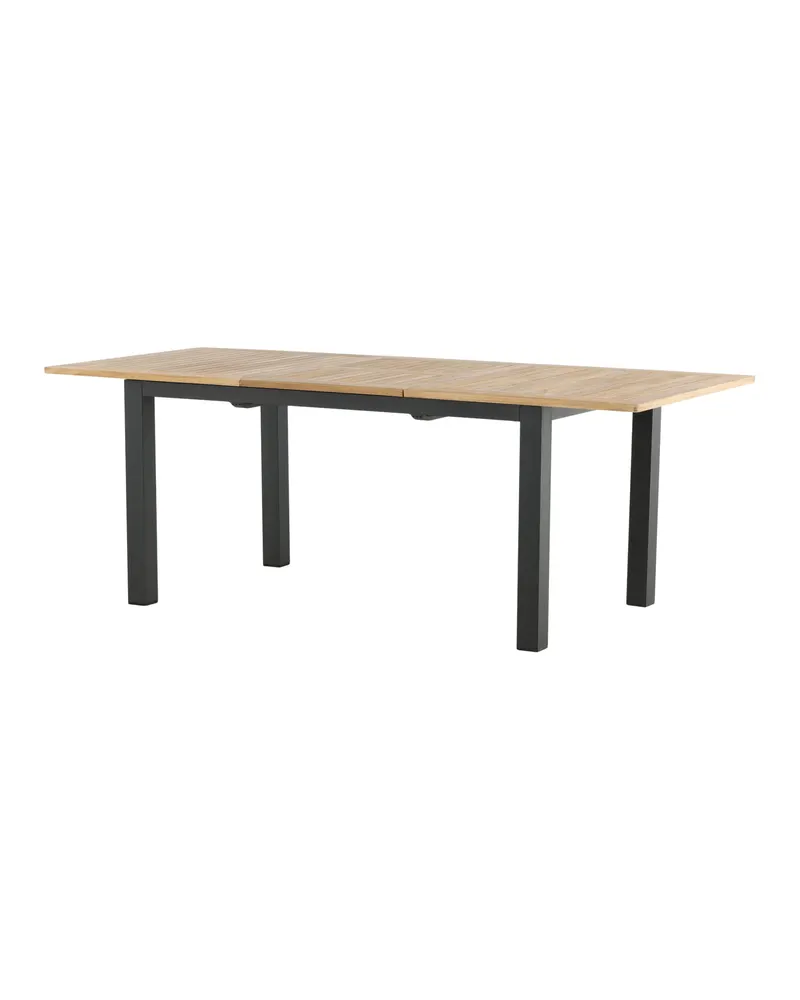 Panama ausziehbarer Gartentisch mit Teakplatte in 152 × 90 cm, Natur, Gestell Schwarz, Ansicht 5