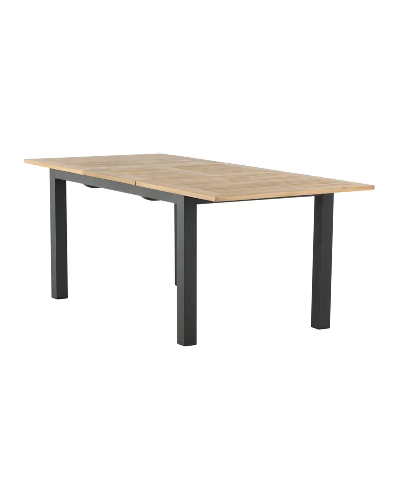 Panama ausziehbarer Gartentisch mit Teakplatte in 152 × 90 cm, Natur, Gestell Schwarz, Ansicht 6