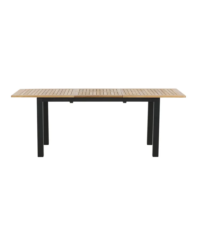 Panama ausziehbarer Gartentisch mit Teakplatte in 152 × 90 cm, Natur, Gestell Schwarz, Ansicht 7