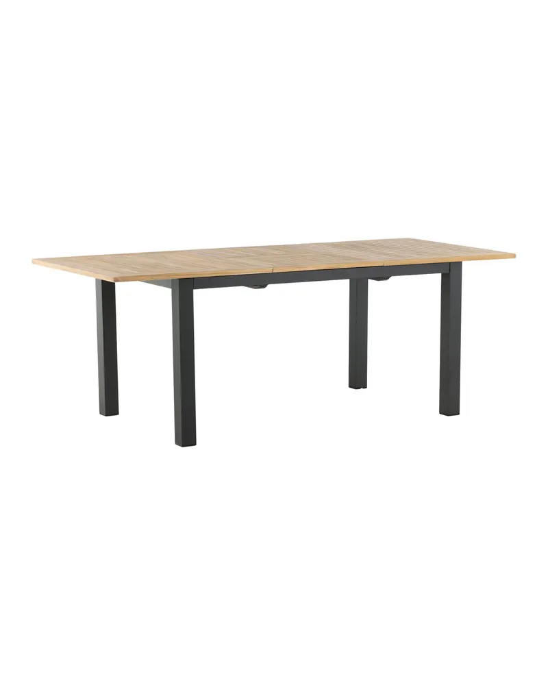 Panama ausziehbarer Gartentisch mit Teakplatte in 152 × 90 cm, Natur, Gestell Schwarz, Ansicht 8