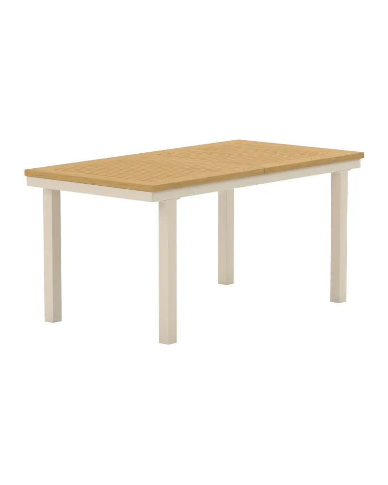 Panama ausziehbarer Gartentisch mit Teakplatte in 160 × 90 cm, Natur, Gestell Beige, Ansicht 3