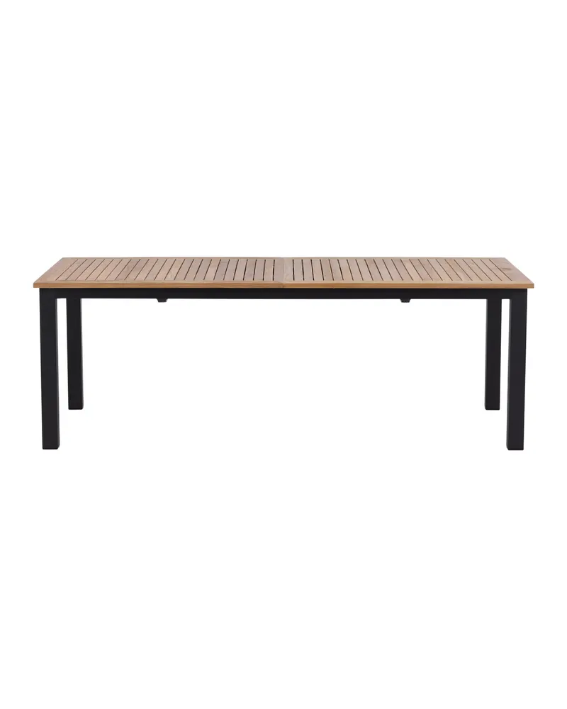 Panama ausziehbarer Gartentisch mit Teakplatte in 224 × 100 cm, Natur, Gestell Schwarz, Ansicht 1
