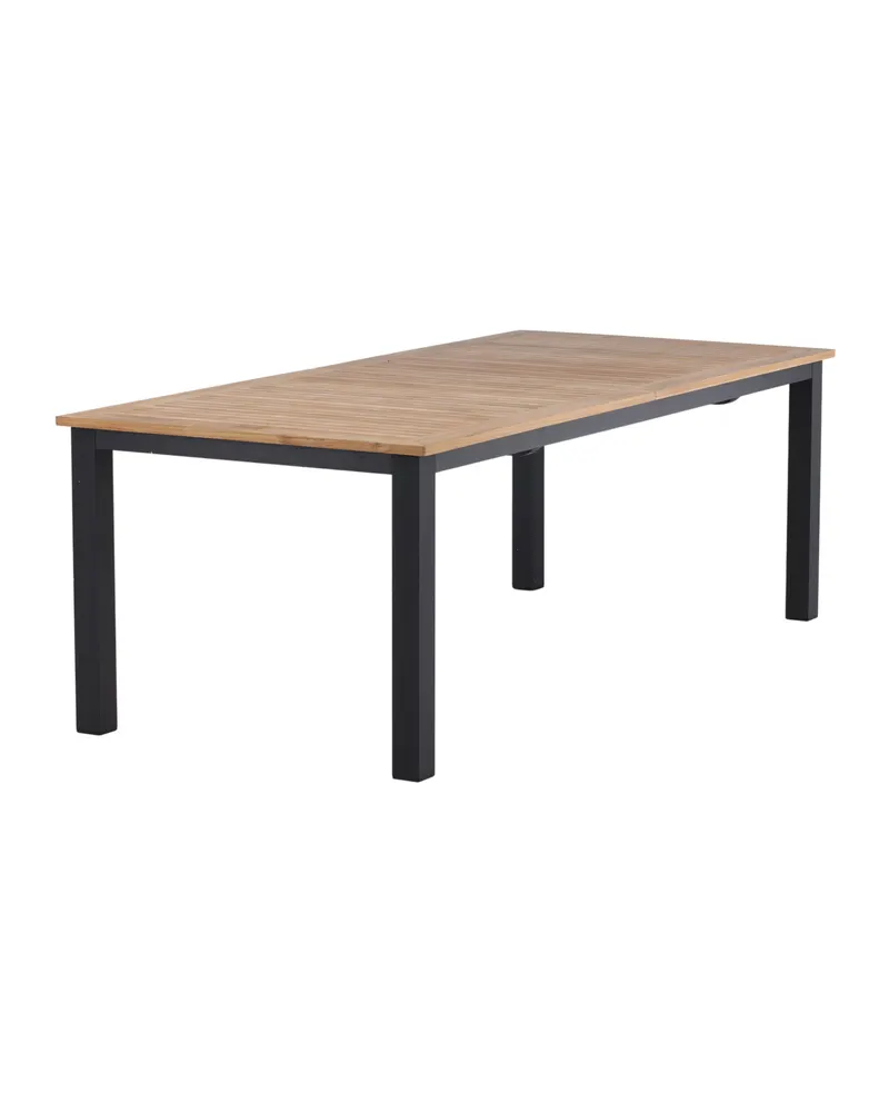 Panama ausziehbarer Gartentisch mit Teakplatte in 224 × 100 cm, Natur, Gestell Schwarz, Ansicht 9