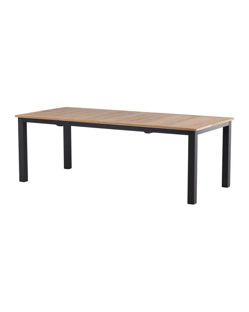 Panama ausziehbarer Gartentisch mit Teakplatte in 224 × 100 cm, Natur, Gestell Schwarz, Ansicht 12