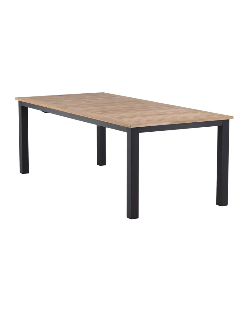 Panama ausziehbarer Gartentisch mit Teakplatte in 224 × 100 cm, Natur, Gestell Schwarz, Ansicht 13