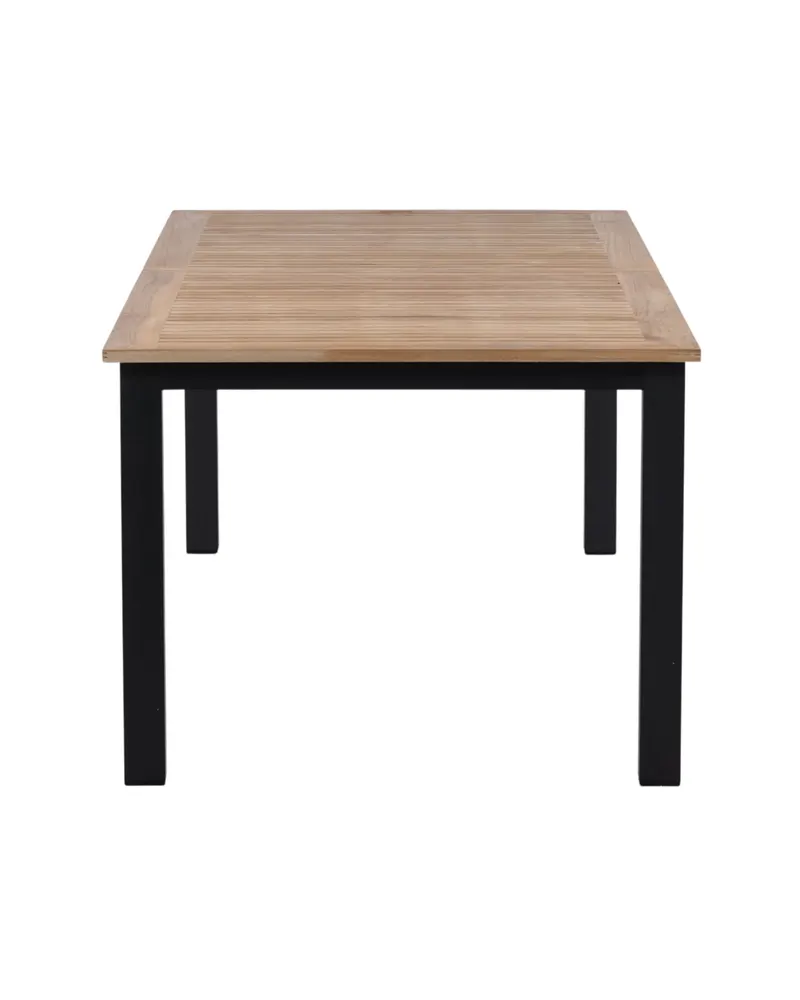 Panama ausziehbarer Gartentisch mit Teakplatte in 224 × 100 cm, Natur, Gestell Schwarz, Ansicht 14