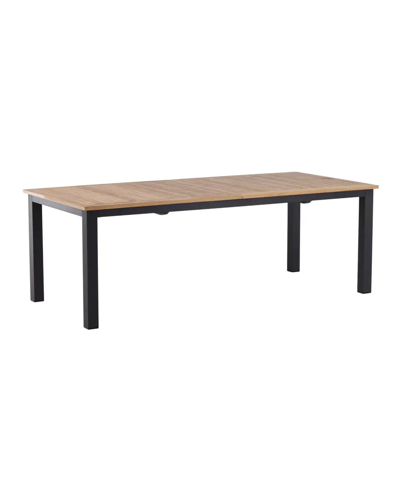 Panama ausziehbarer Gartentisch mit Teakplatte in 224 × 100 cm, Natur, Gestell Schwarz, Ansicht 2