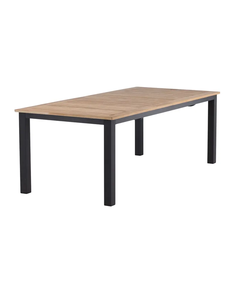 Panama ausziehbarer Gartentisch mit Teakplatte in 224 × 100 cm, Natur, Gestell Schwarz, Ansicht 3