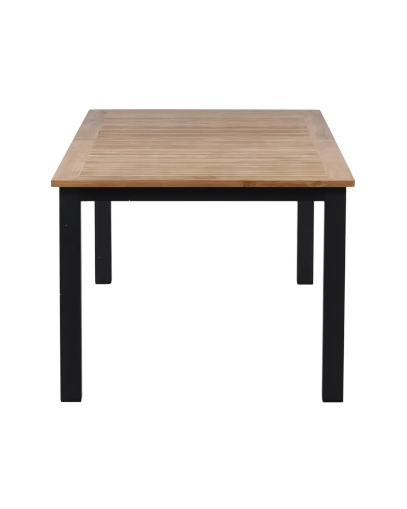 Panama ausziehbarer Gartentisch mit Teakplatte in 224 × 100 cm, Natur, Gestell Schwarz, Ansicht 4