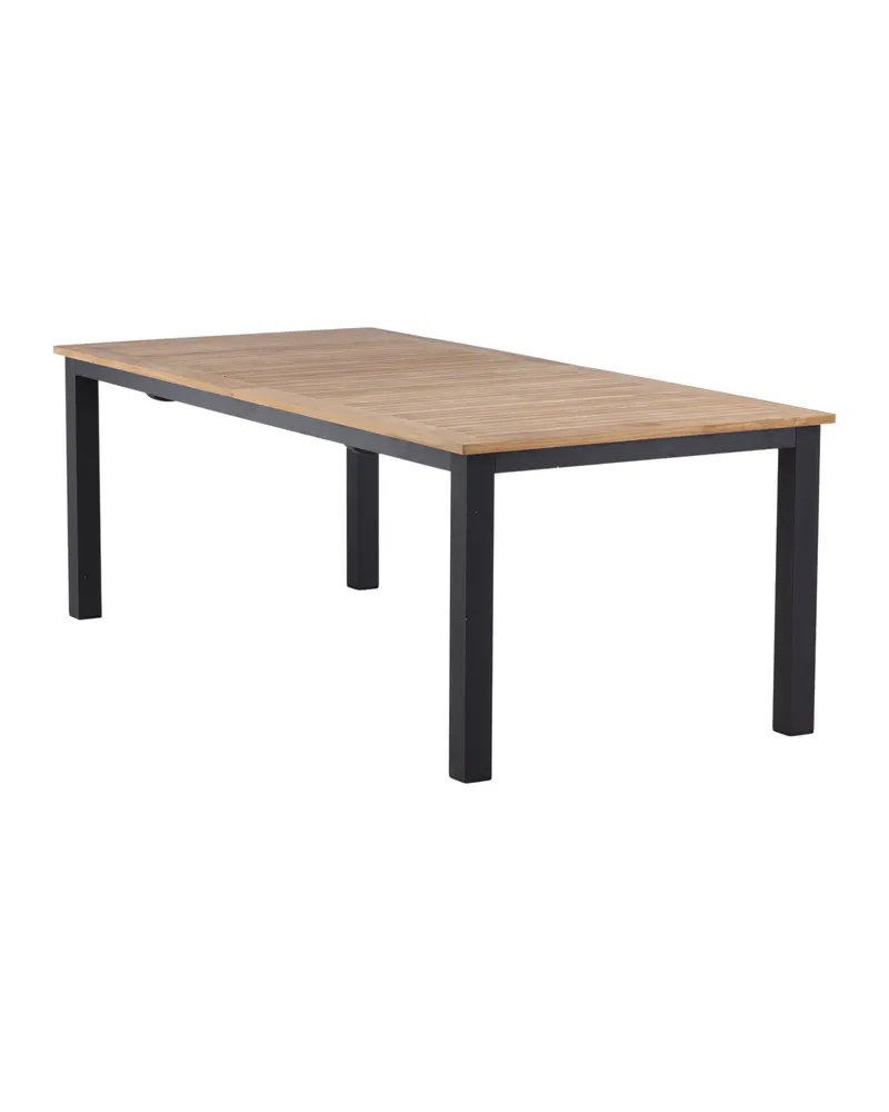 Panama ausziehbarer Gartentisch mit Teakplatte in 224 × 100 cm, Natur, Gestell Schwarz, Ansicht 5