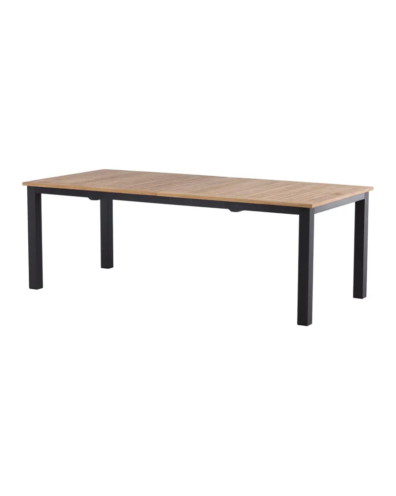 Panama ausziehbarer Gartentisch mit Teakplatte in 224 × 100 cm, Natur, Gestell Schwarz, Ansicht 6