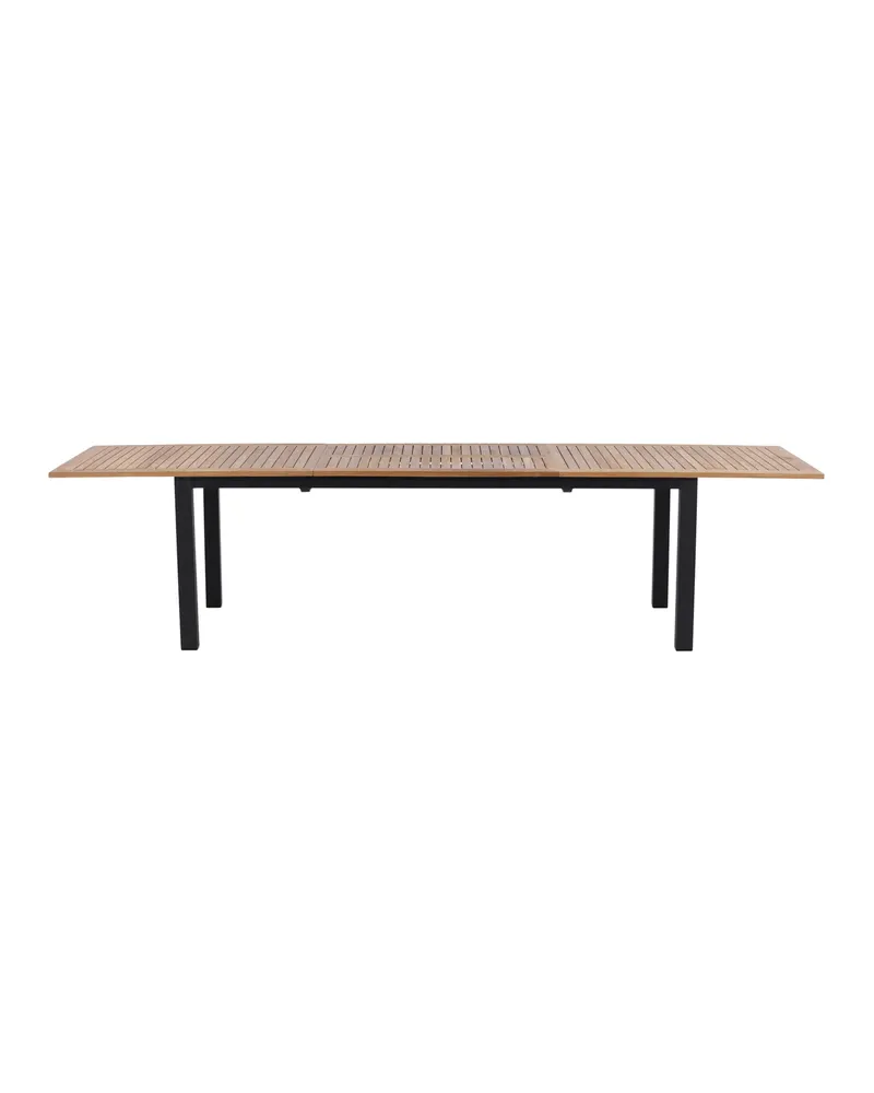 Panama ausziehbarer Gartentisch mit Teakplatte in 224 × 100 cm, Natur, Gestell Schwarz, Ansicht 7