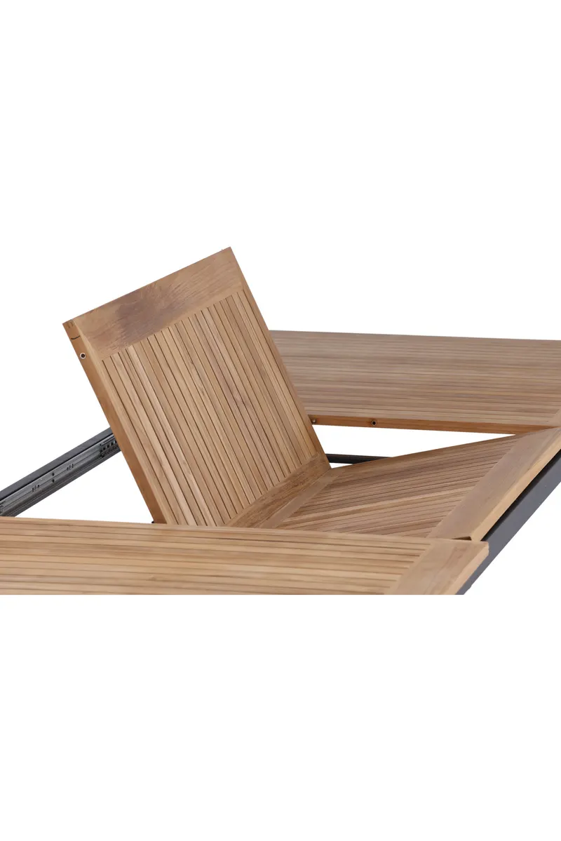 Panama ausziehbarer Gartentisch mit Teakplatte in 224 × 100 cm, Natur, Gestell Schwarz, Ansicht 8