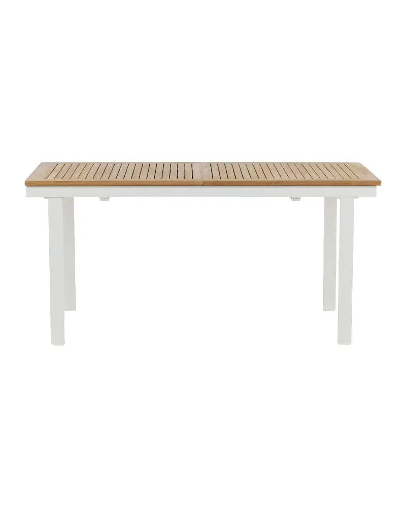 Panama ausziehbarer Gartentisch mit Teakplatte in 160 × 90 cm, Natur, Gestell Weiß, Ansicht 12