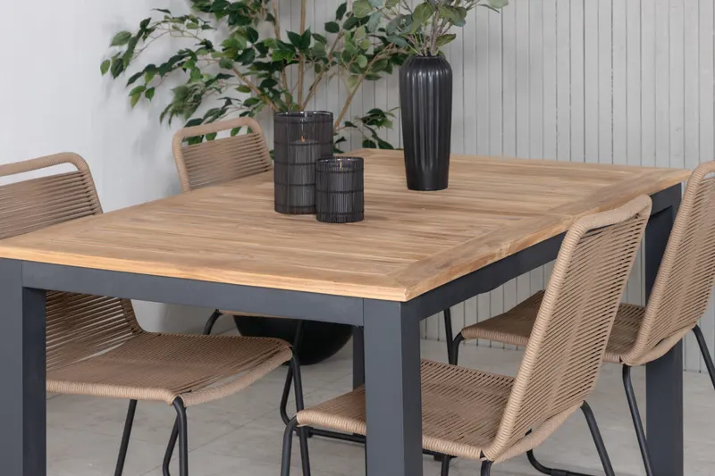 Panama & Lindos Gartenmöbel-Set mit Teaktisch und 4 Seilstühlen, im Wohnraum, Ansicht 4