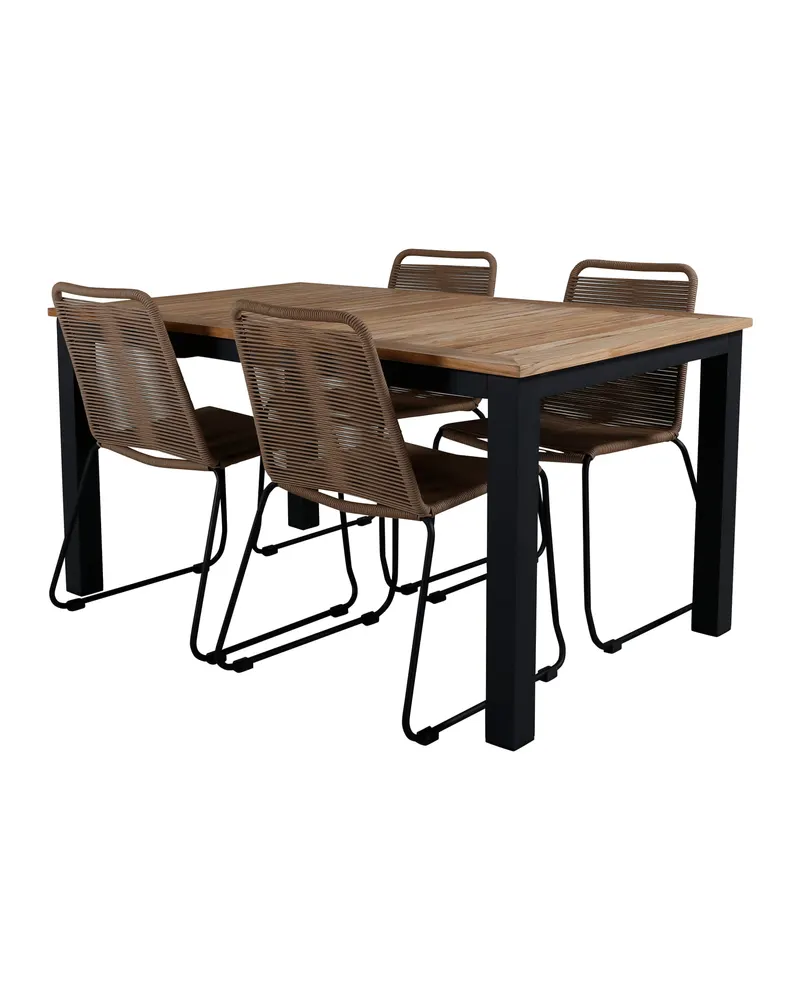 Panama & Lindos Gartenmöbel-Set mit Teaktisch und 4 Seilstühlen, Ansicht 2