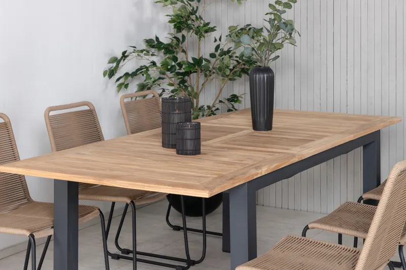 Panama & Lindos Gartenmöbel-Set mit ausziehbarem Teaktisch und 6 Seilstühlen, im Wohnraum, Ansicht 5