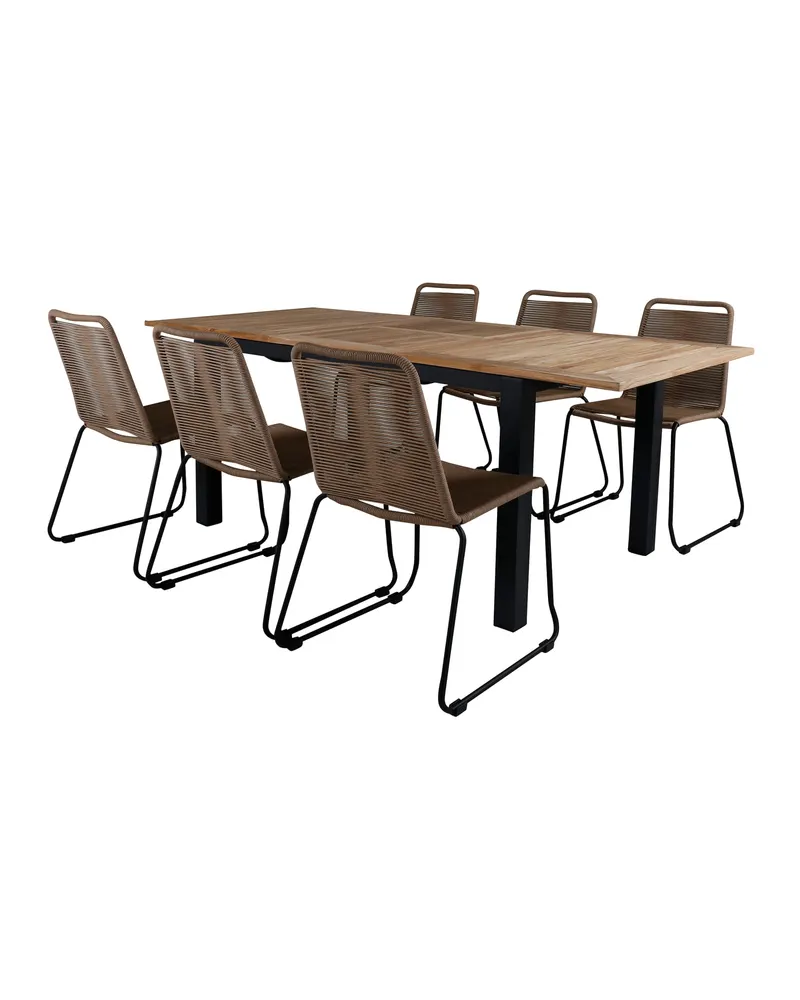 Panama & Lindos Gartenmöbel-Set mit ausziehbarem Teaktisch und 6 Seilstühlen, Ansicht 2