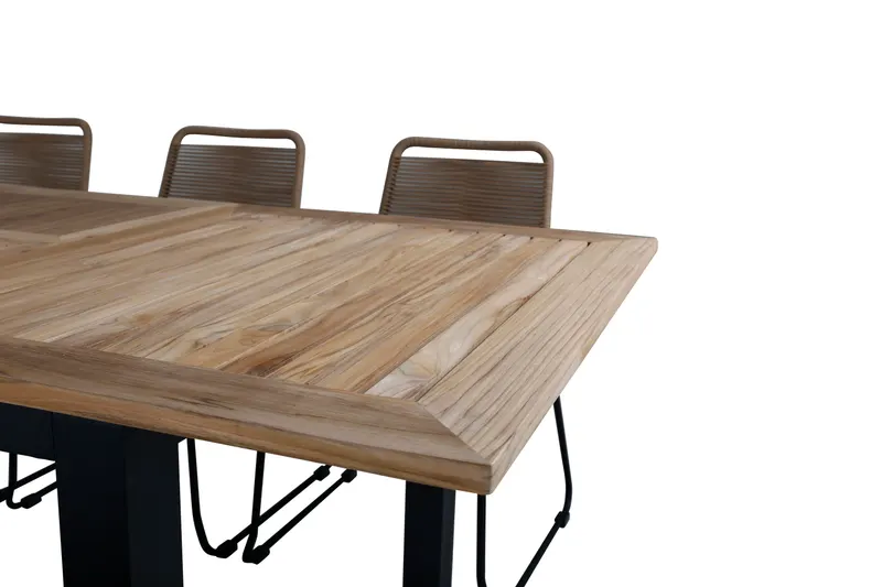 Panama & Lindos Gartenmöbel-Set mit ausziehbarem Teaktisch und 6 Seilstühlen, Ansicht 4