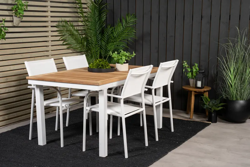 Panama & Santorini Gartenmöbel-Set mit Teaktisch und 4 Armlehnstühlen, im Wohnraum, Ansicht 2