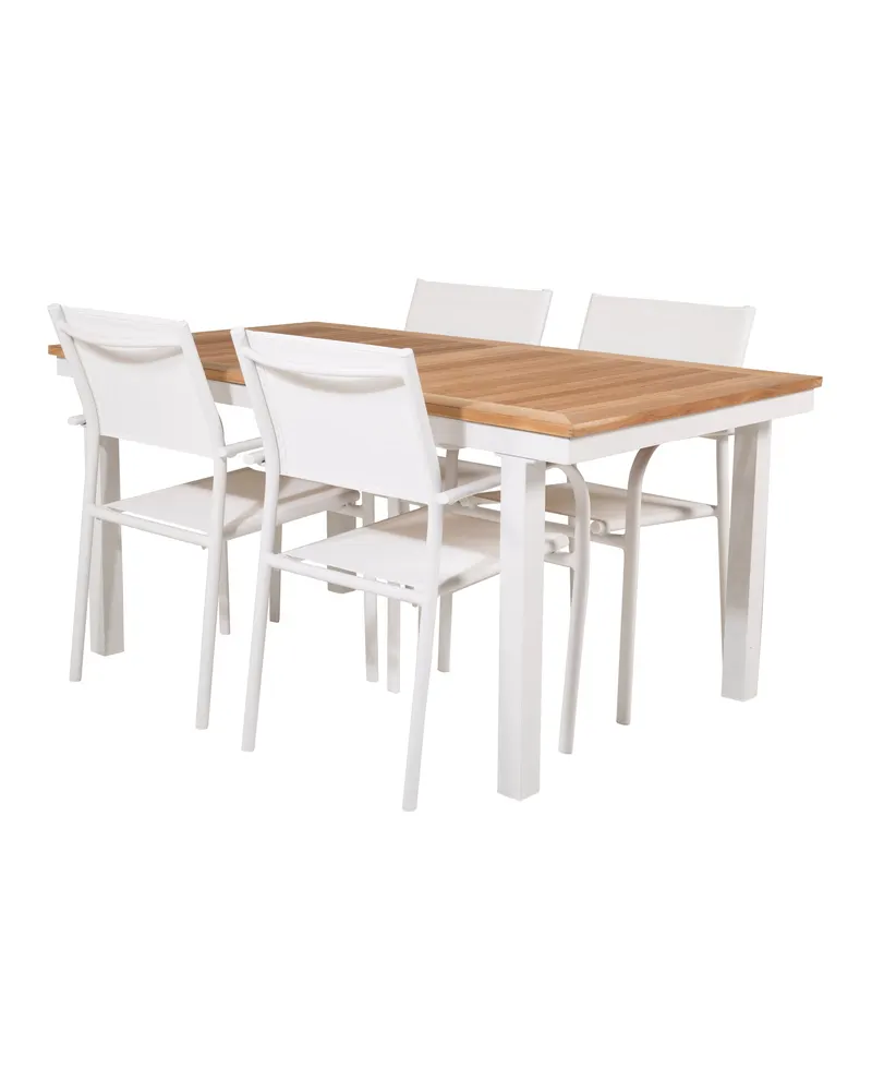 Panama & Santorini Gartenmöbel-Set mit Teaktisch und 4 Armlehnstühlen, Ansicht 2