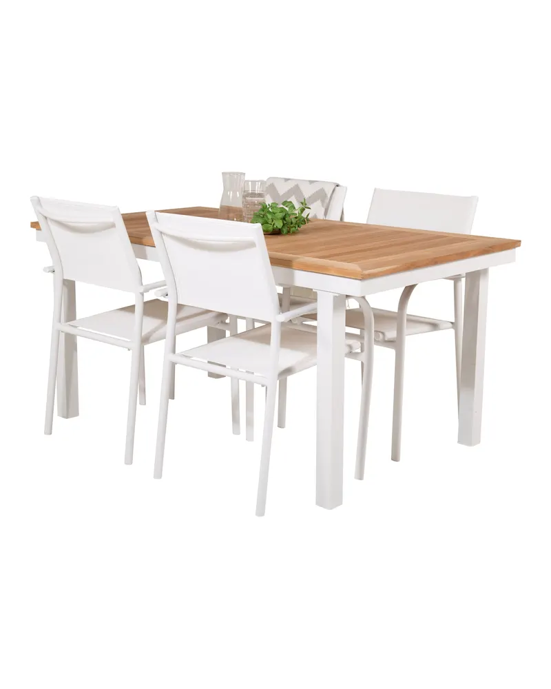 Panama & Santorini Gartenmöbel-Set mit Teaktisch und 4 Armlehnstühlen, Ansicht 4