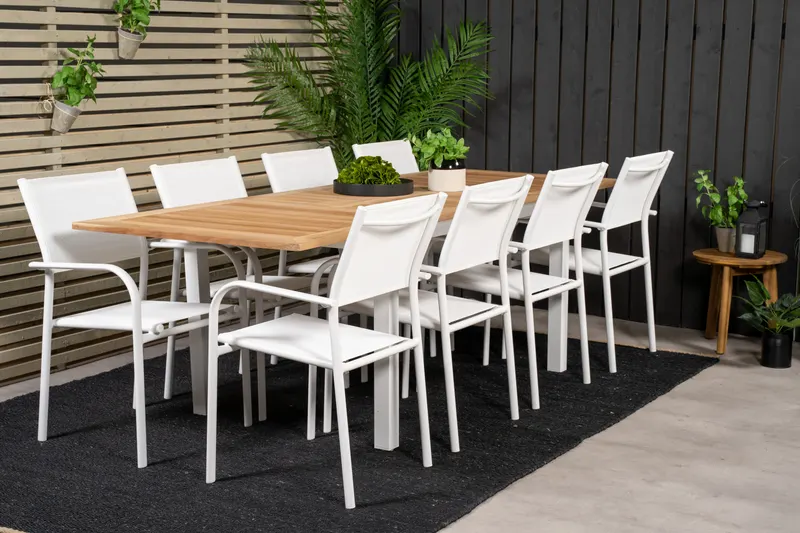 Panama & Santorini Gartenmöbel-Set mit Teaktisch und 6 Armlehnstühlen, im Wohnraum, Ansicht 2